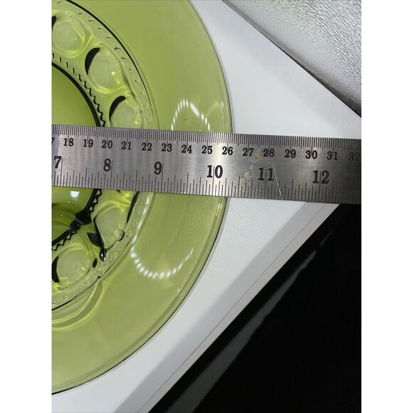 Vintage Indiana Glass Green Kings Crown Thumbprint Snack Plate Six Available - Picture 4 of 15